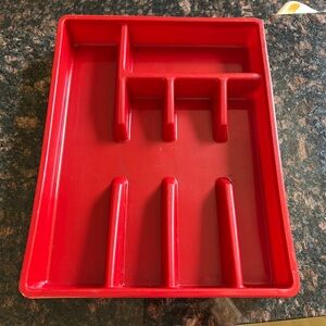 Dem Plastic Kitchen Utensil Organizer Divided Storage Tray Red Italy Plastik New